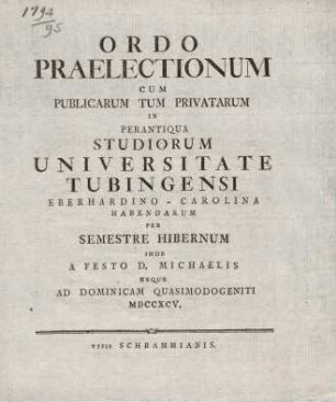 Vorlesungsverzeichnis 1794/95