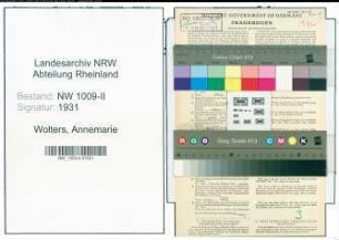 Entnazifizierung Annemarie Wolters , geb. 01.07.1920 (Bankangestellte)