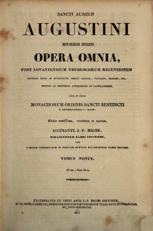 Sancti Aurelii Augustini, Hipponensis episcopi, opera omnia, 9