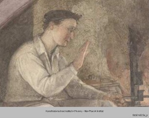 Allegorie der Zeit mit Jahreszeiten und Tageszeiten, Genreszenen und Landschaftsdarstellungen : Genreszene in der Casa Zuccari