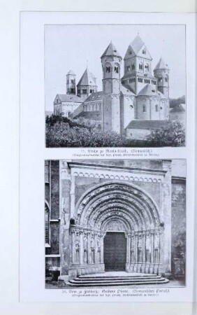 22. Kirche zu Maria-Laach. (Romanisch.) 23. Dom zu Freiberg: Goldene Pforte. (Romanisches Portal.)