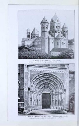 22. Kirche zu Maria-Laach. (Romanisch.) 23. Dom zu Freiberg: Goldene Pforte. (Romanisches Portal.)