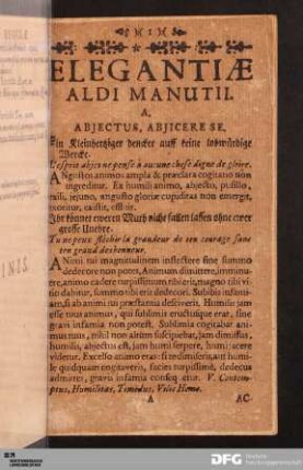 Elegantiæ Aldi Manutii.