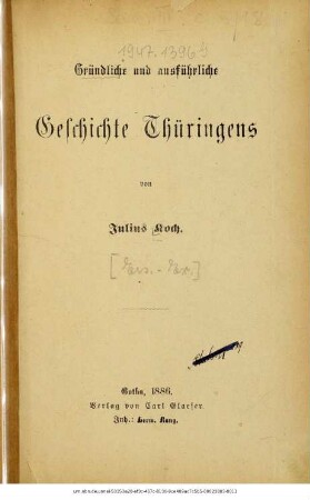 Gründliche und ausführliche Geschichte Thüringens