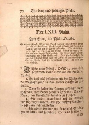 Der LXIII. Psalm. Zum Ende, ein Psalm Davids.