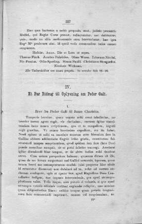 IV. Et Par Bidrag til Oplysning om Peder Galt.