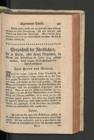 Verzeichnis der Nordlichter.