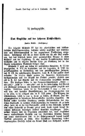Das Englische auf der höheren Töchterschule : Zweiter Artikel. (Fortsetzung.)