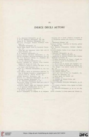 IV. Indice degli autori