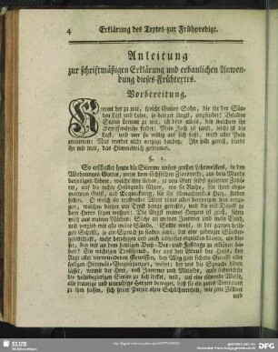 Erklärung des Textes zur Frühpredigt