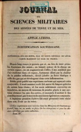 Journal des sciences militaires des armées de terre et de la mer. 4. 1826