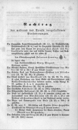 Nachtrag der während des Drucks vorgefallenen Veränderungen