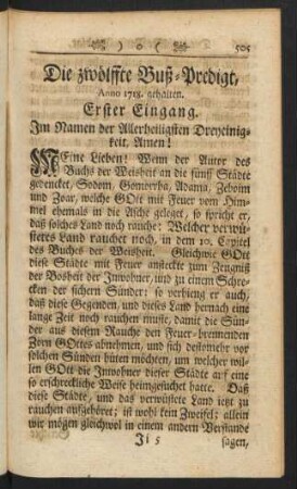 Die zwölffte Buß-Predigt, Anno 1718. gehalten.