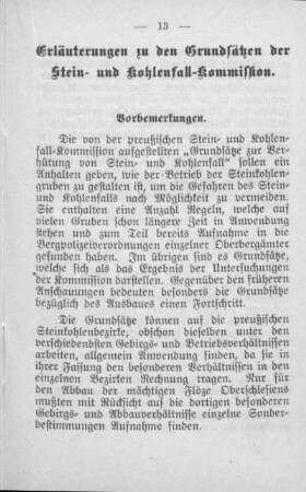 Erläuterungen zu den Grundsätzen der Stein- und Kohlenfall-Kommission.
