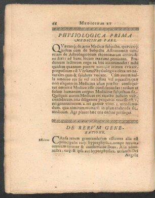 Physiologia Prima Medicinae Pars.