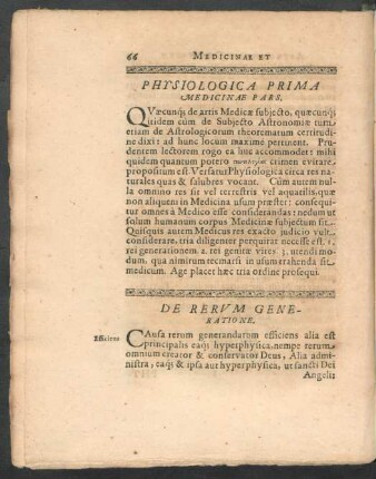 Physiologia Prima Medicinae Pars.