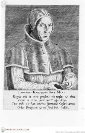 Porträt Papst Hadrian VI., ein geöffnetes Buch haltend, nach Jan van Scorel