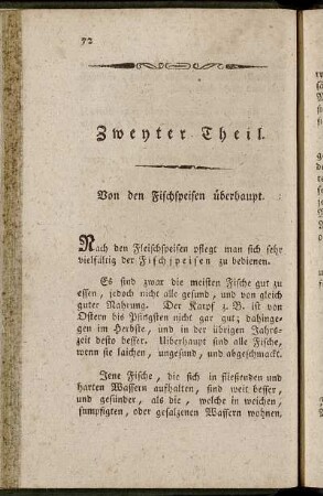 Zweyter Theil. Von den Fischspeisen überhaupt.