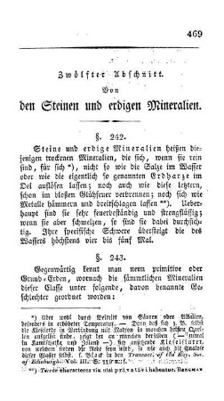 Zwölfter Abschnitt. Von den Steinen und erdigen Mineralien