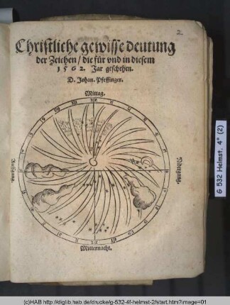 Christliche gewisse deutung der Zeichen/ die f°ur vnd in diesem 1562. Jar geschehen