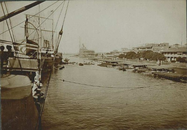 Port Said with canal administration building