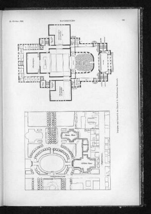 Grundriss und Lageplan zum Stuttgarter Hoftheater. Entwurf.