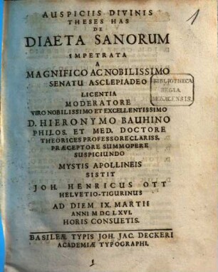 Theses has de diaeta sanorum