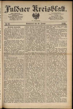 Erste Ausgabe vom Samstag, den 28. Januar 1899.