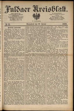Erste Ausgabe vom Samstag, den 28. Januar 1899.