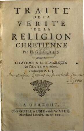 Traité de la verité de la réligion chretienne