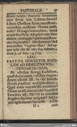 LXIV [i.e. LXV.]. Pastor Hortetur Populum Ad Fideliter Solvedas Decimas