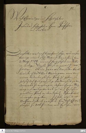 Brief von Charlotte Sophie von Chwalkowski an August Hermann Francke.