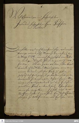 Brief von Charlotte Sophie von Chwalkowski an August Hermann Francke.