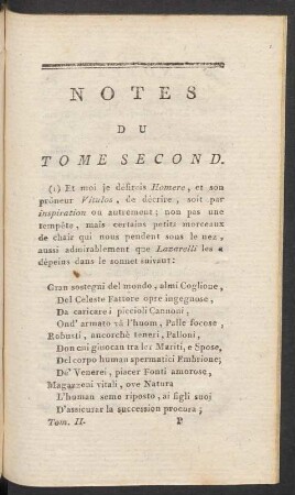 Notes Du Tome Second