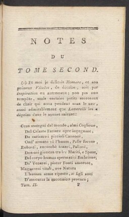 Notes Du Tome Second