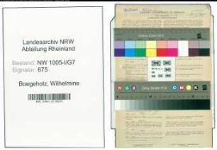 Entnazifizierung Wilhelmine Boegeholz , geb. 06.05.1886 ()