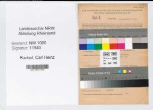 Entnazifizierung Carl Heinz Raebel, geb. 24.03.1913 (Verw.Gehilfe)