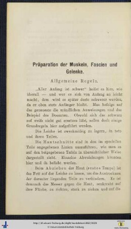 Präparation der Muskeln, Fascien und Gelenke.