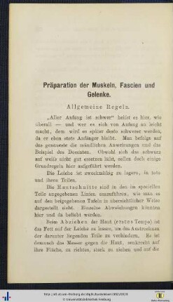 Präparation der Muskeln, Fascien und Gelenke.