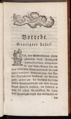 Vorrede. Geneigter Leser!