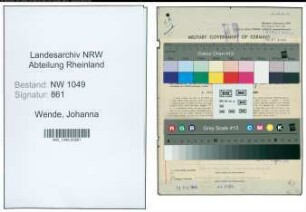 Entnazifizierung Johanna Wende , geb. 12.08.1908 ()