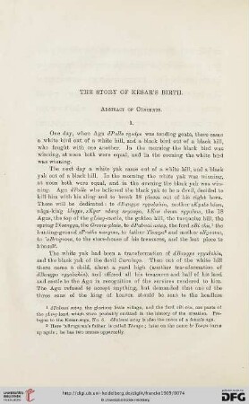 The story of Kesar’s birth - abstract of contents, appendix, vocabulary and comments