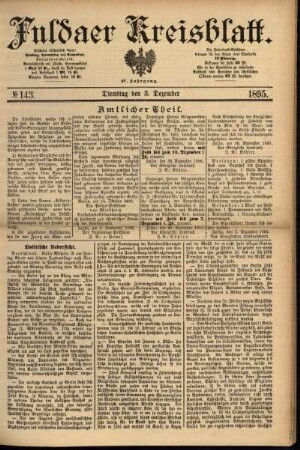 Erste Ausgabe vom Dienstag, den 03. Dezember 1895.
