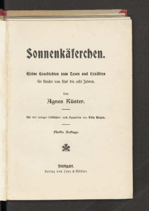 Sonnenkäferchen : kleine Geschichten zum Lesen und Erzählen für Kinder von 5 bis 8 Jahren