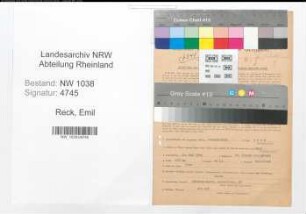Entnazifizierung Emil Reck , geb. 20.05.1900 (Postbeamter)