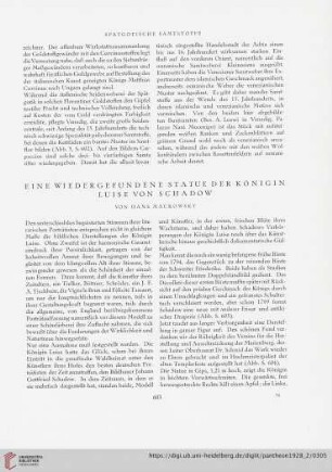 Eine wiedergefundene Statue der Königin Luise von Schadow