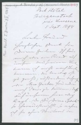 Brief an Ferruccio Busoni : 05.09.1898