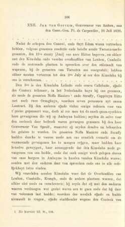 XXII. Jan van Gorcum, Gouverneur van Ambon, aan den Gouv.-Gen. Pt. de Carpentier, 26 Juli 1626