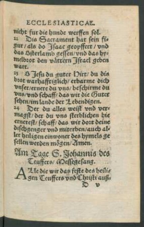 Am Tage S. Johannis des Teuffers/ Messegesang.