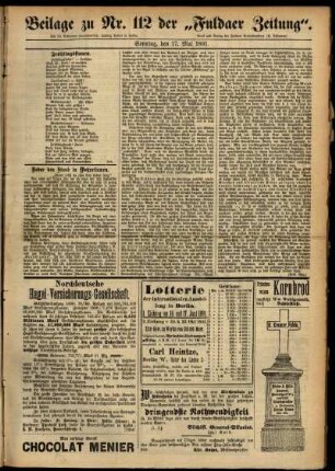 Zweite Ausgabe vom Sonntag, den 17. Mai 1891.